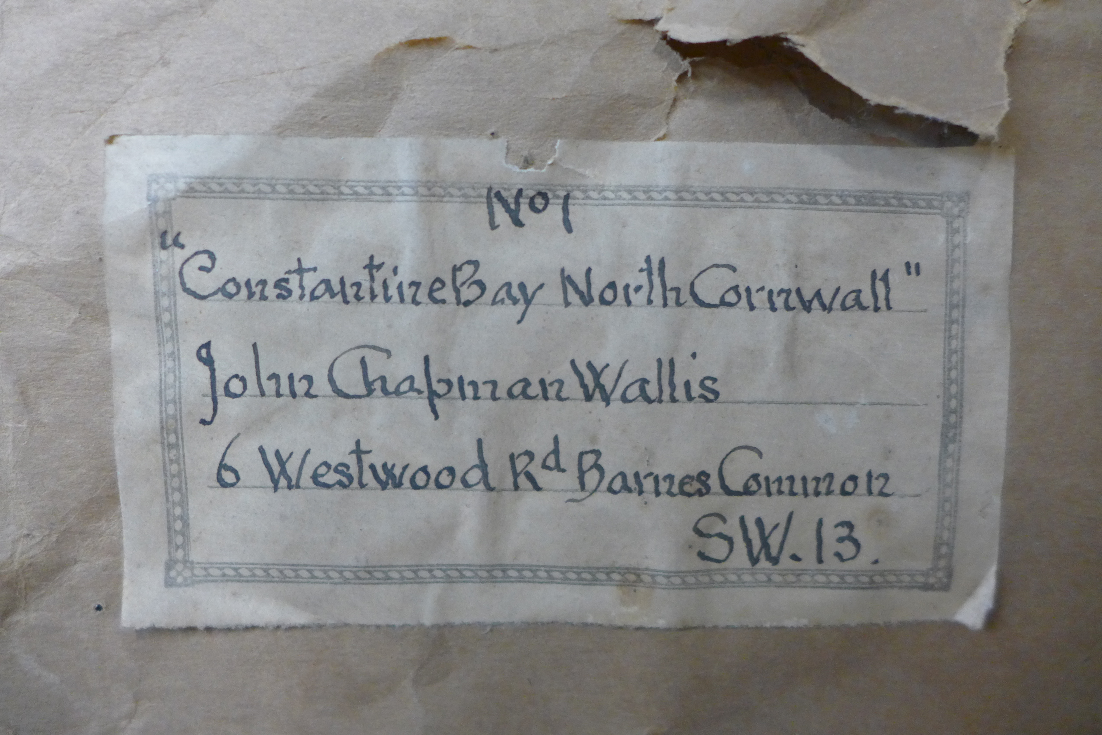 John Chapman Wallis, Constantine Bay, North Cornwall, watercolour, 40 x 69cms, framed - Image 4 of 4