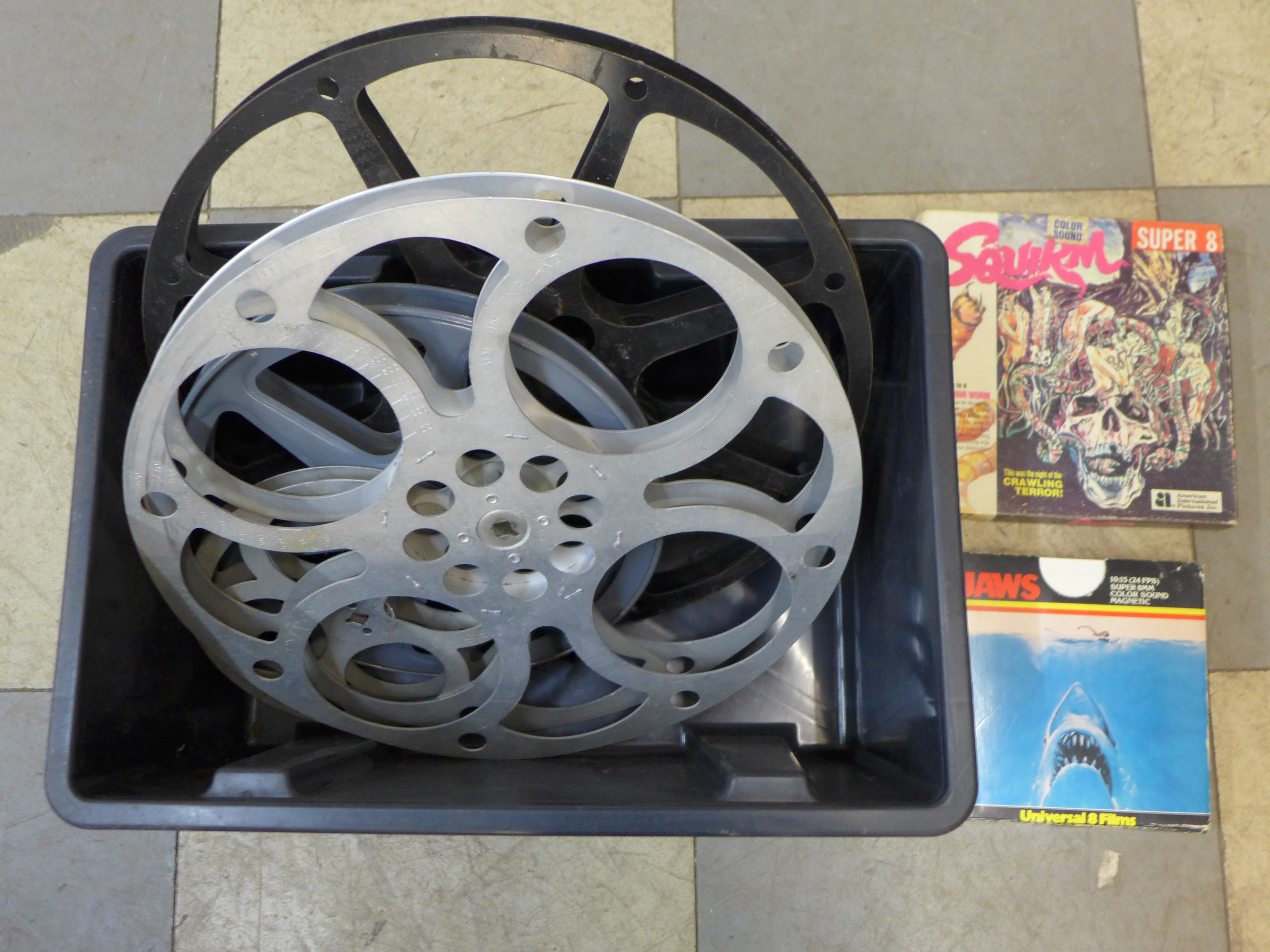 'Jaws' and 'Squirm' Super 8 horror films and three film reels