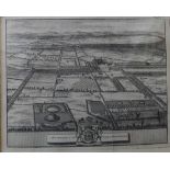 Two 18th Century engraved maps of Nottingham, 14 x 17cms, framed