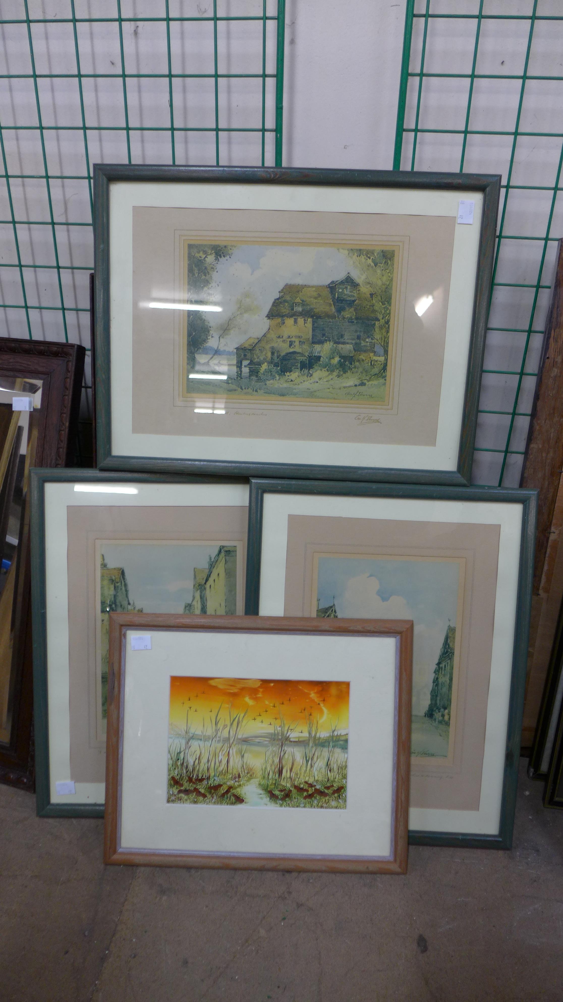 Eleven prints and a watercolour - Image 2 of 4