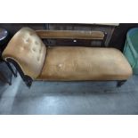 A Victorian mahogany and upholstered chaise longue