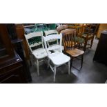 Five assorted Victorian kitchen chairs