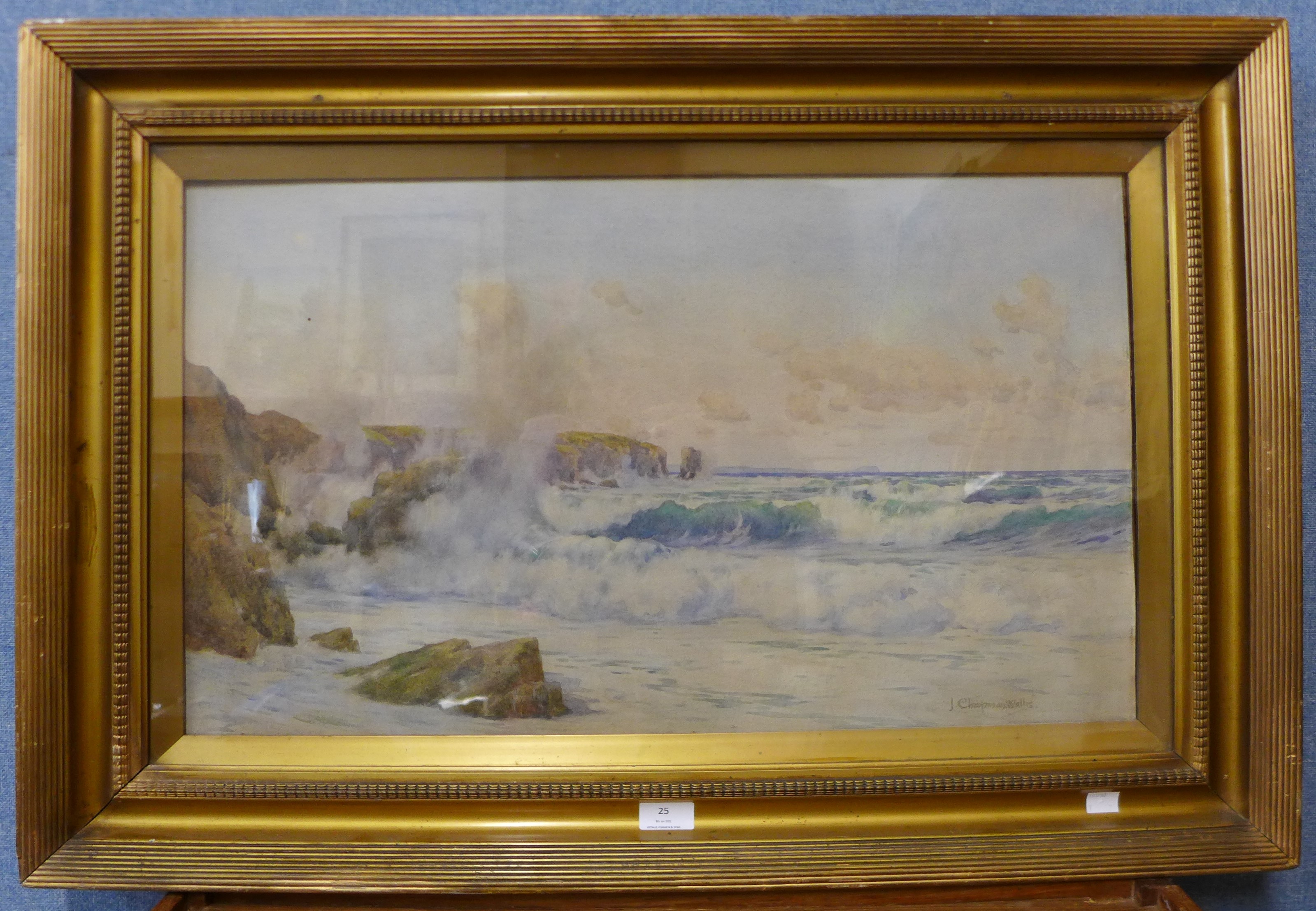 John Chapman Wallis, Constantine Bay, North Cornwall, watercolour, 40 x 69cms, framed - Image 2 of 4