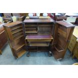 A teak fitted home office cabinet