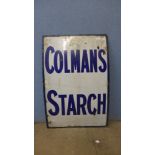 A Colman's Starch enamelled advertising sign