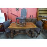 A 17th Century style oak draw-leaf refectory table (75cms h, 152cms l, 84cms w) and four chairs