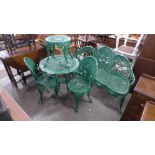 A painted aluminium five piece garden set