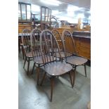 A set of six Ercol dark elm and beech Quaker chairs