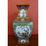 A Chinese famille rose porcelain vase, 46cms h