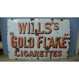 A Wills's Gold Flake Cigarettes enamelled advertising sign
