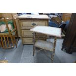 A Victorian bamboo chest of drawers and an occasional table