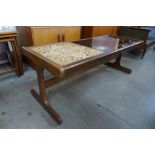 A G-Plan Fresco teak, glass and tiled top coffee table