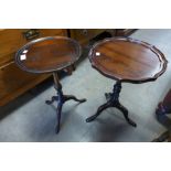 Two mahogany tripod wine tables