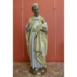 A German carved wood polychrome figure of St. Joseph and Christ Child, by Mayer & Co., Munich, 86cms