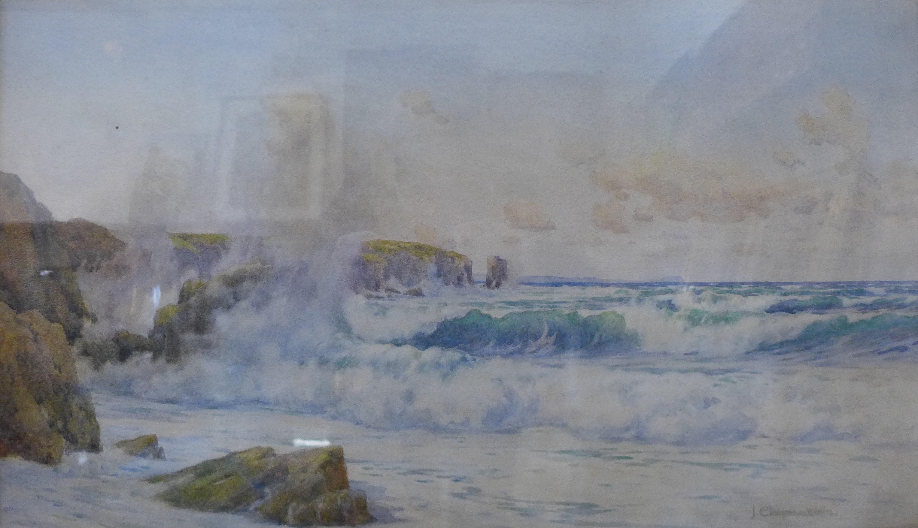 John Chapman Wallis, Constantine Bay, North Cornwall, watercolour, 40 x 69cms, framed