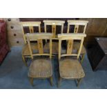 A set of five elm and beech chapel chairs