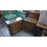 Three oak chests of drawers
