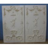 A pair of Italian style faux marble Neo-Classical scene plaques, 91 x 53cms
