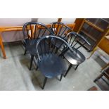 A set of four Ercol style painted chairs