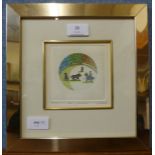 A signed G. Sils limited edition etching, Sol y Sombrya, 12 x 12cms, framed