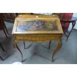 A French Louis XV style Vernis Martin kingwood, rosewood and gilt metal mounted bureau de dame,