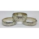 Three hallmarked silver bangles, a/f, dented, 96g