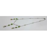 A French silver, paste and faux pearl set necklace, 41cm