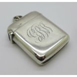 A Victorian silver vesta case, Sheffield 1898