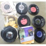 A collection of 45rpm vinyl singles, 1960's including Elvis Presley, Billy Fury, The Beatles,