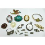 Seven brooches, necklace clasps, etc.