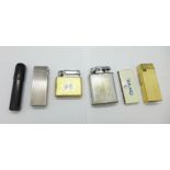 Five lighters including a Dunhill