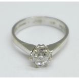 An 18ct white gold and diamond ring, 0.8carat diamond weight, total weight 3.4g, N