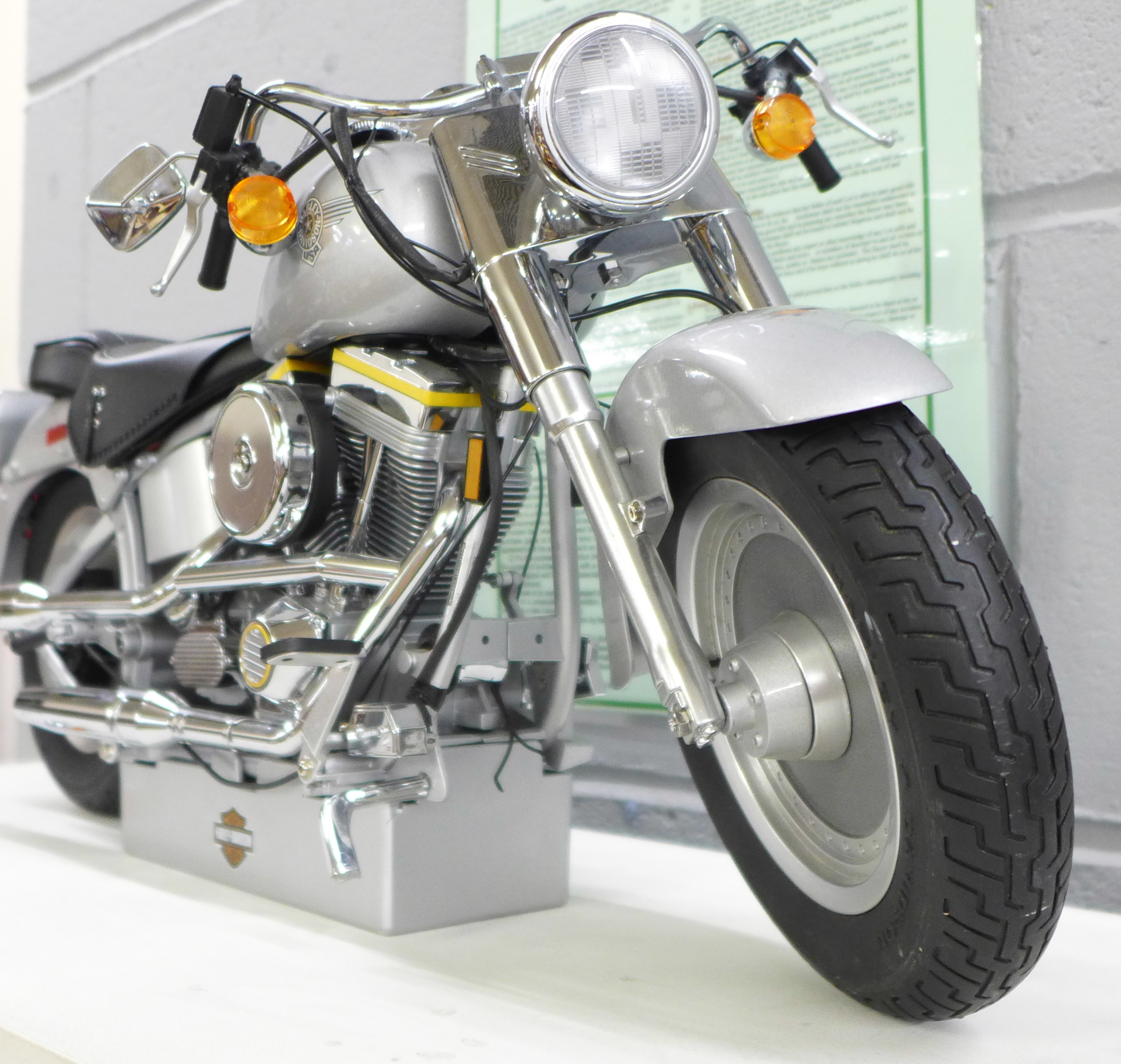 A large DeAgostini model of a Harley-Davidson FLSTF Fatboy 1:4 scale motor bike, with box, a/f, 59cm - Image 6 of 8