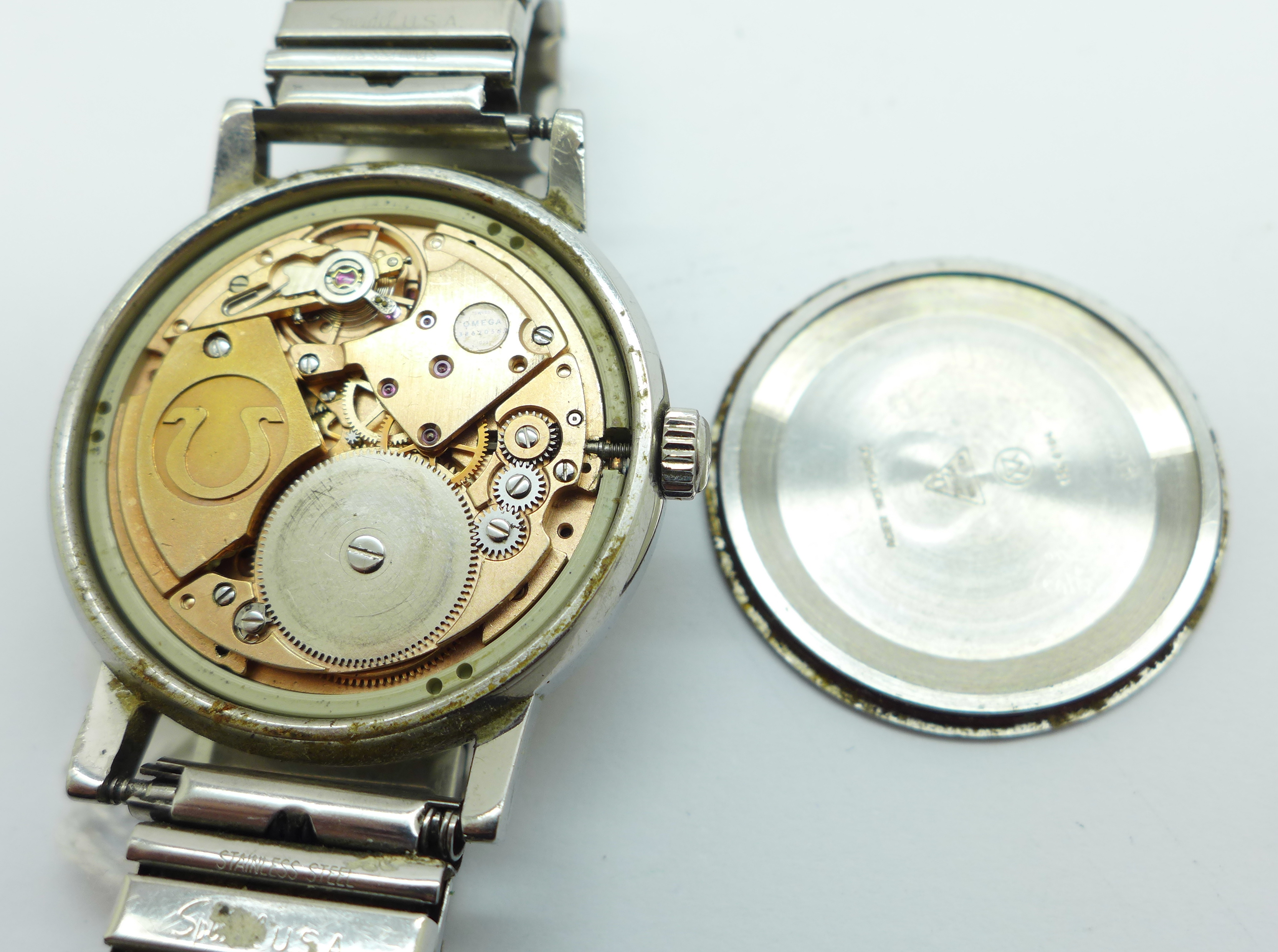 An Omega Geneve wristwatch with date, on a Speidel expanding bracelet, a/f - Image 6 of 8