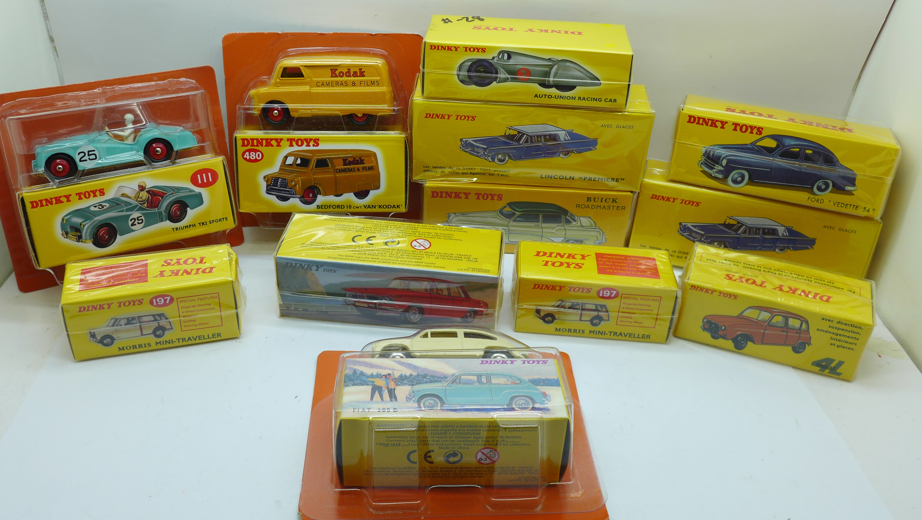 Twelve 'Dinky Toys' model vehicles by Norev, distributed by DeAgostini, boxed and sealed, (one