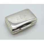 A silver box, Birmingham 1994, with initials, 49g, 55mm