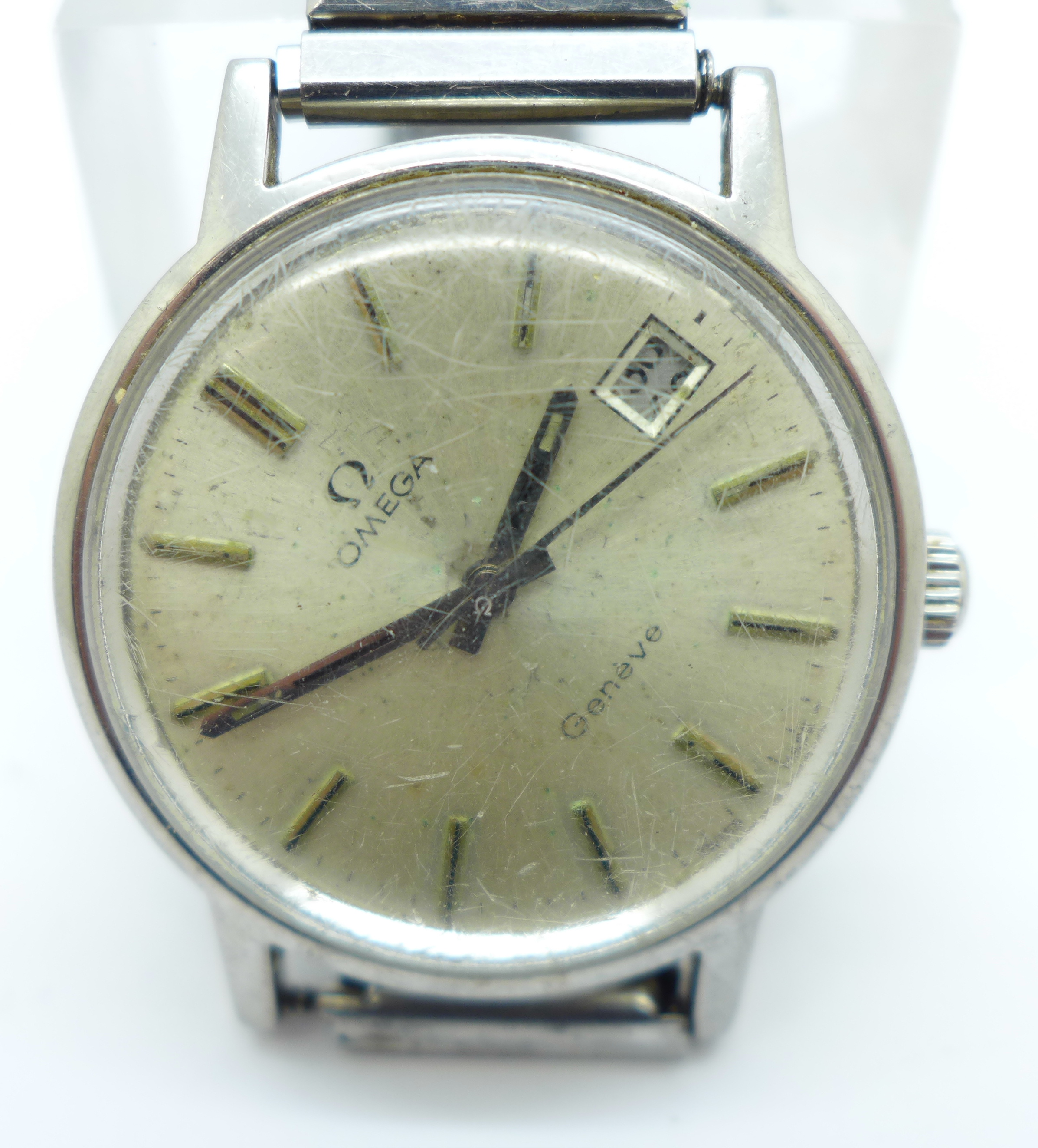 An Omega Geneve wristwatch with date, on a Speidel expanding bracelet, a/f - Image 2 of 8