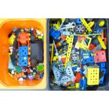 A collection of Lego and other construction toys/pieces, (two boxes)
