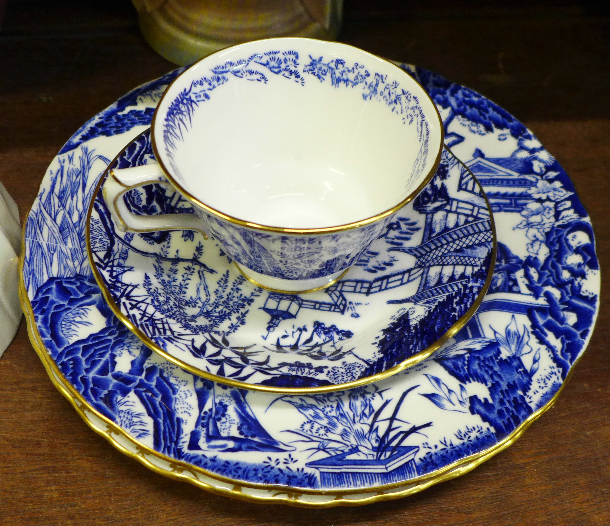 An Art Deco vase, a St. Agnes Pottery stoneware jug, a Shelley jelly mould and four items of Royal - Image 2 of 5