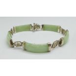 A silver and jade bracelet