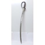 A sword, no scabbard, marks on blade worn
