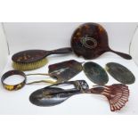 A collection of tortoiseshell, some for repairs, faux bangle, etc.
