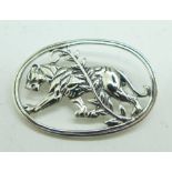 A silver tiger brooch, marked Sterling, Denmark, 24mm x 36mm