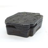 A carved 18th/19th Century opium box, a/f, 75mm