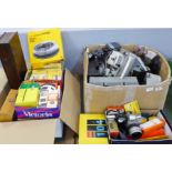 Slide projectors, slides, a Kodak carousel, etc., and a Pentax M2-60 camera **PLEASE NOTE THIS LOT