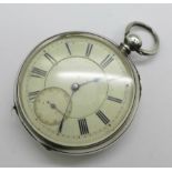 A silver cased pocket watch, the movement marked 'Lancaster, United States'