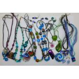 Murano glass jewellery, mainly necklaces