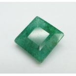 An unmounted square cut emerald, 9carat weight, approximately 14mm x 14mm