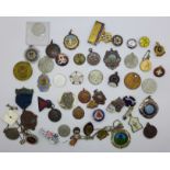 A collection of badges, medallions, etc.