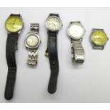 Five wristwatches, including Hebe, Magnific and Ancre